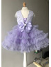 Lavender Beaded Tulle Tiered Flower Girl Dress